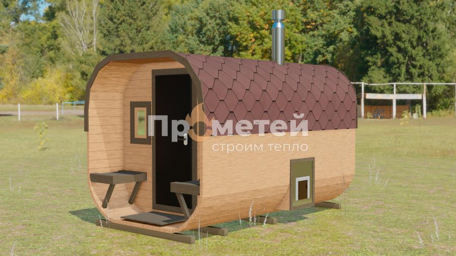 Квадро баня бочка 3.5 метра с террасой