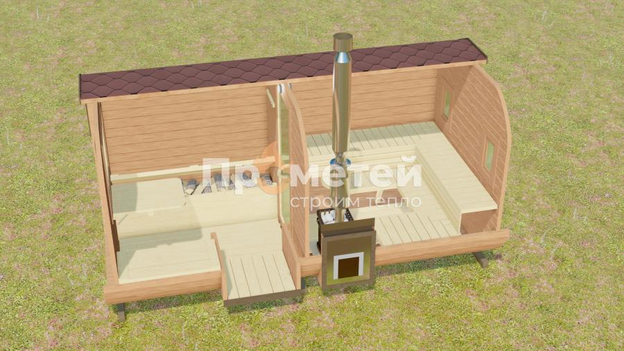 Квадро баня бочка 4 метра с боковым входом