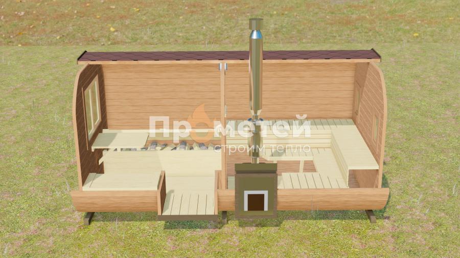 Квадро баня бочка 4 метра с боковым входом