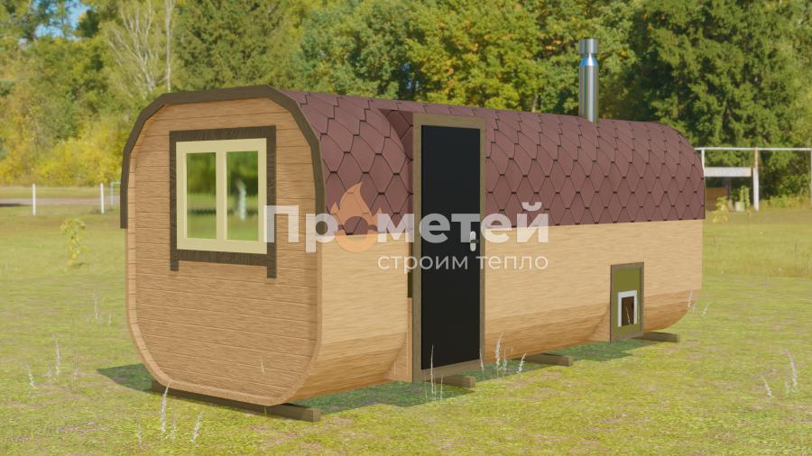Квадро баня бочка 5 метров с боковым входом