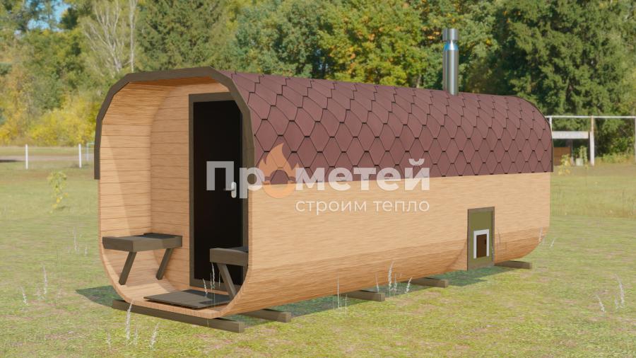 Квадро баня бочка 5.5 метров с террасой