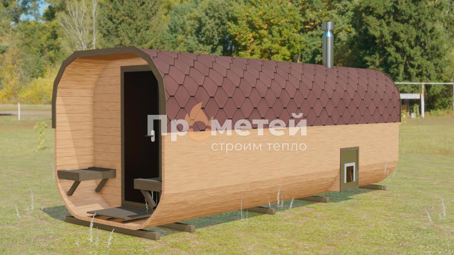 Квадро баня бочка 6 метров с террасой