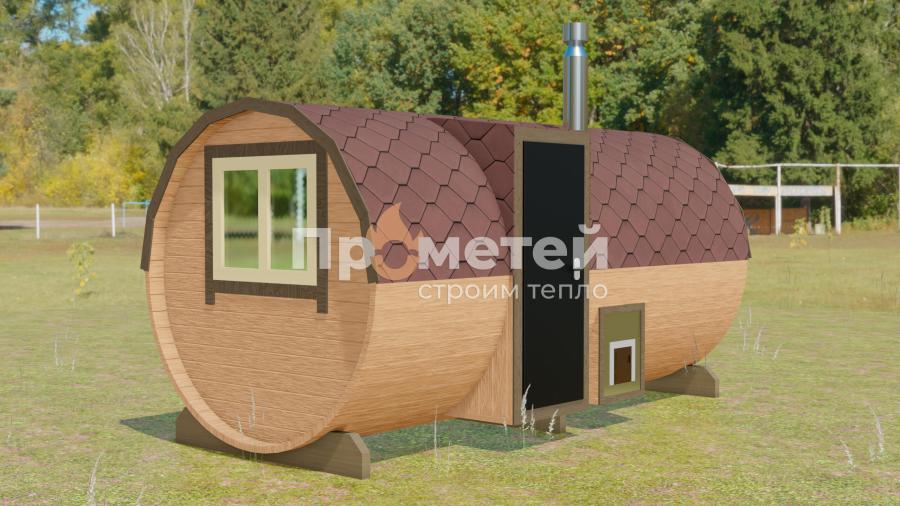 Круглая баня бочка 4 метра с боковым входом