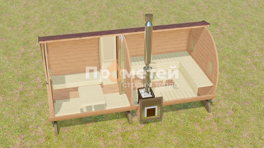 Круглая баня бочка 4 метра