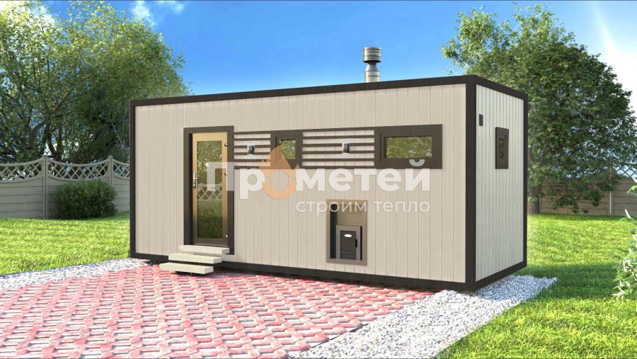 Каркасная баня Норд 2.5x6м