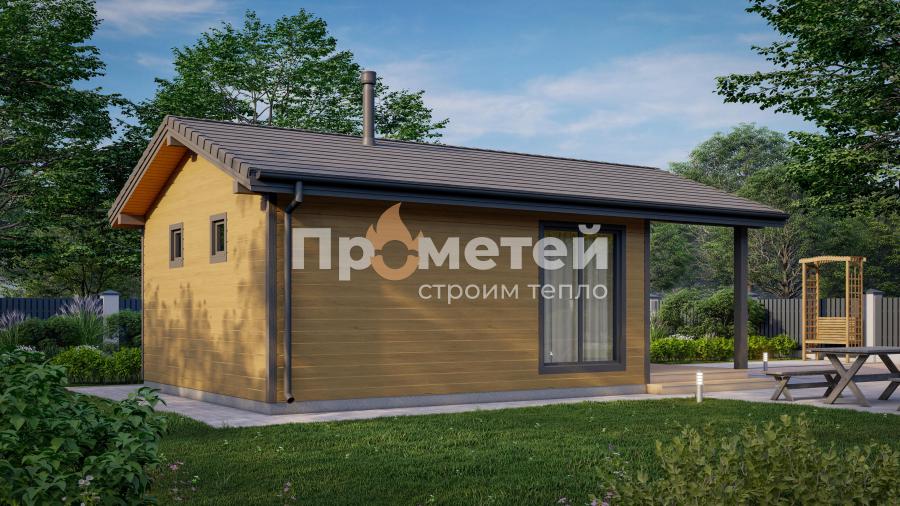 Каркасная баня 5x9м Б-45 с двускатной крышей