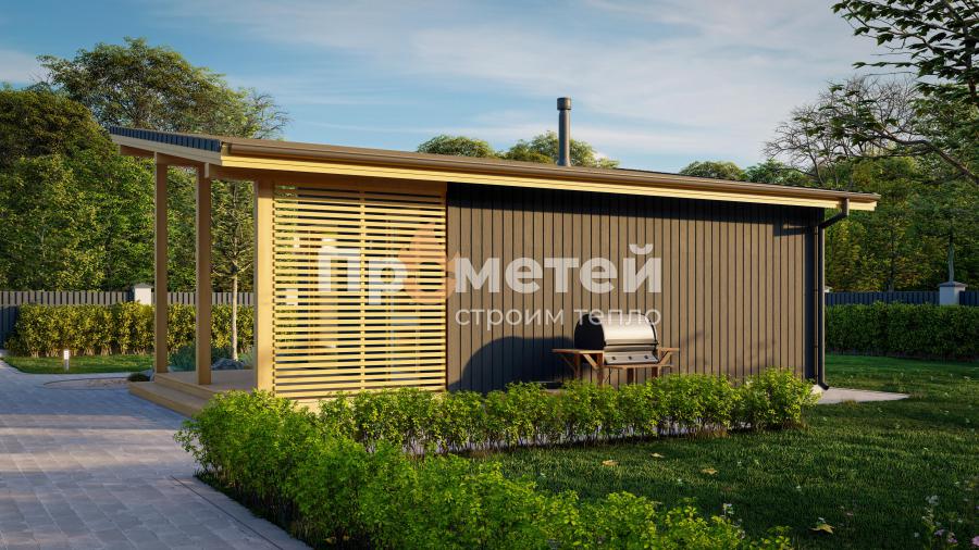Каркасная баня 5x9м Б-45 с односкатной крышей