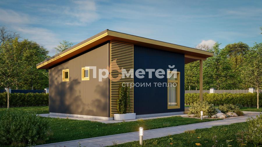 Каркасная баня 5x9м Б-45 с односкатной крышей