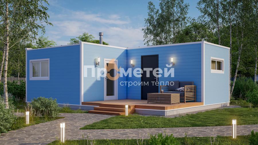 Модульная баня 6х8м МБ-48 с террасой