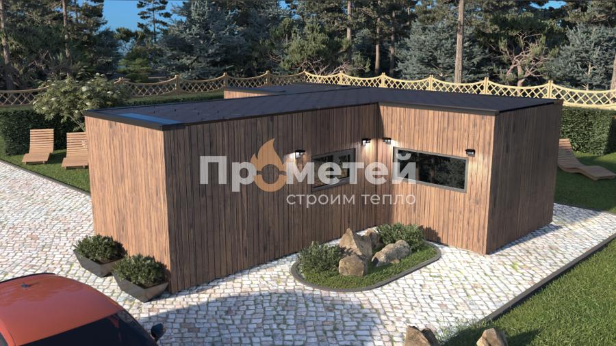 Модульный дом МД-49 т-образный со спальней