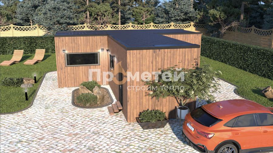 Модульный дом МД-49 т-образный со спальней