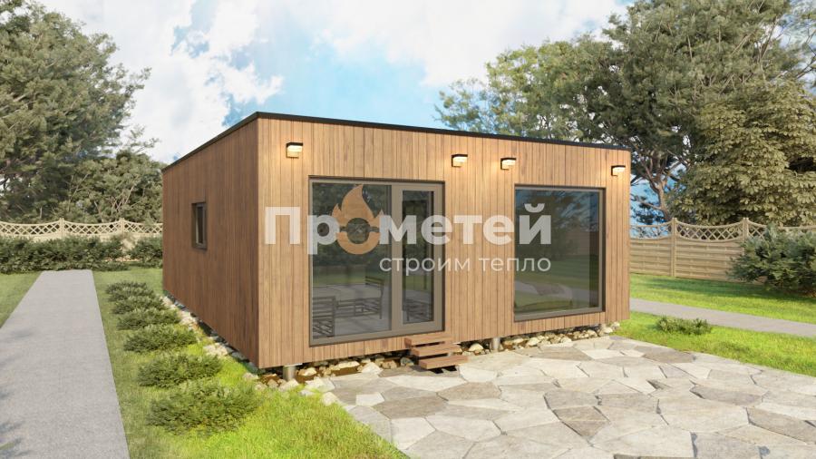 Модульный дом МД-39 г-образный со спальней