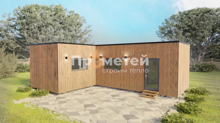 Модульный дом МД-39 г-образный со спальней