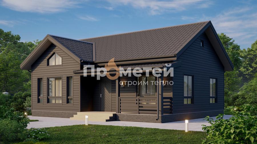 Каркасный дом 10x8.5 | 78м², 1 этажный