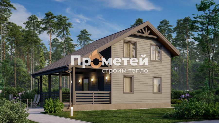 Каркасный дом 9x7 | 105м², 1.5 этажный