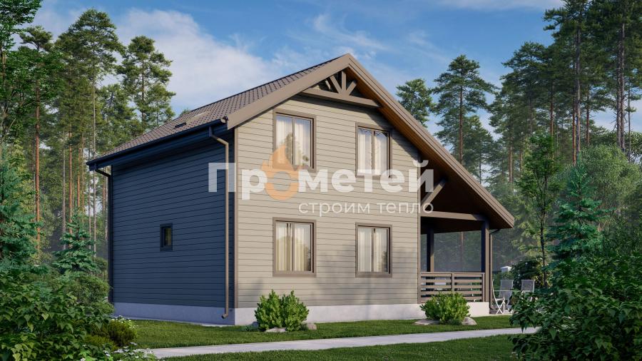 Каркасный дом 9x7 | 105м², 1.5 этажный