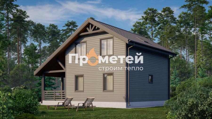 Каркасный дом 9x7 | 105м², 1.5 этажный