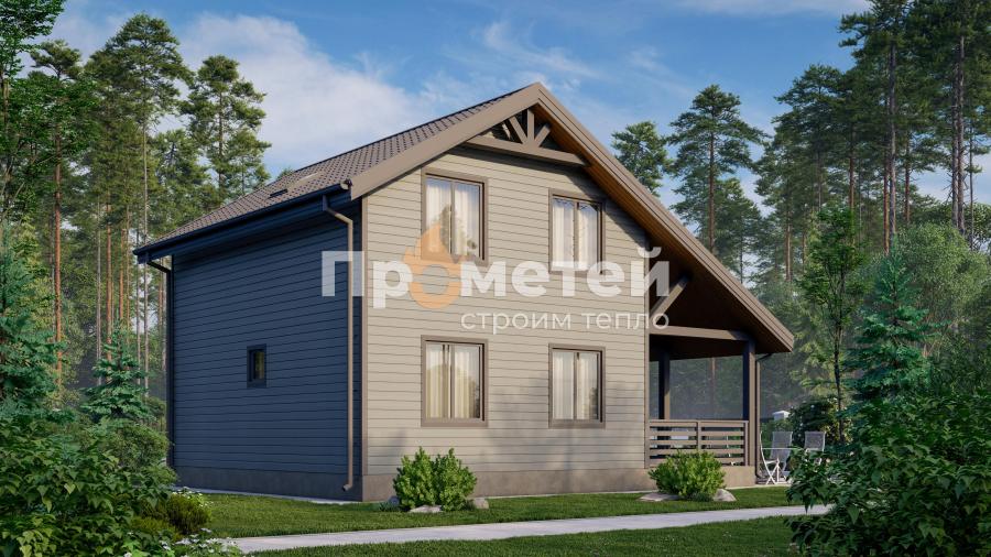 Каркасный дом 9x7 | 105м², 1.5 этажный