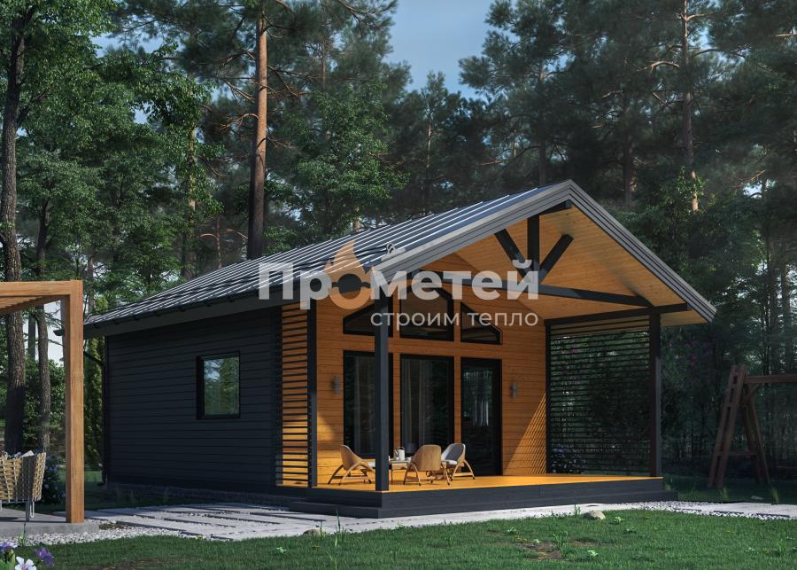 Каркасный дом 8.5x6 | 51м², 1 этажный