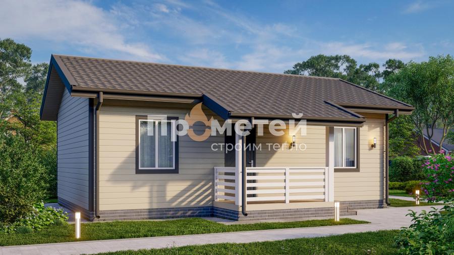 Каркасный дом 9x6 | 58м², 1 этажный