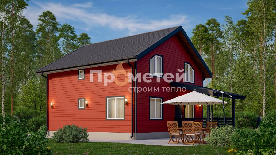 Каркасный дом 8x8 | 140.7м², 1.5 этажный