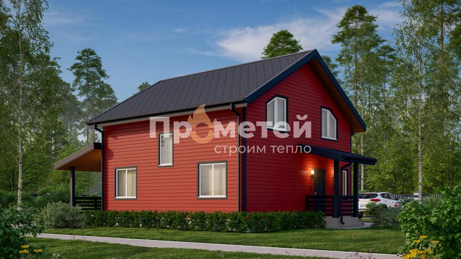 Каркасный дом 8x8 | 140.7м², 1.5 этажный