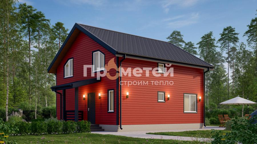 Каркасный дом 8x8 | 140.7м², 1.5 этажный