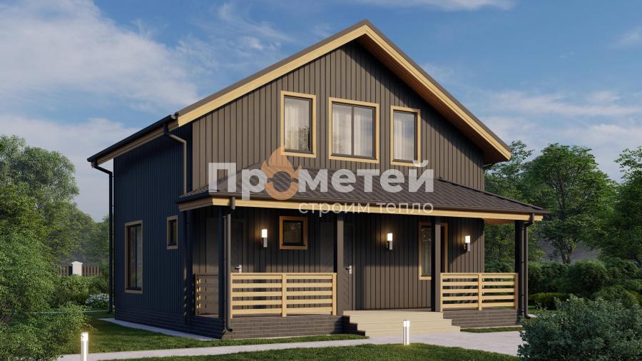 Каркасный дом 7,5x8 | 108м², 1.5 этажный