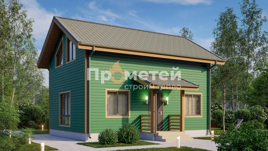 Каркасный дом 6x8 | 105м², 1.5 этажный