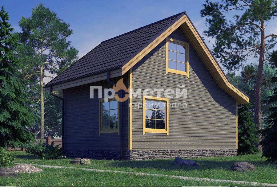 Каркасный дом 6x8 | 84м², 1.5 этажный