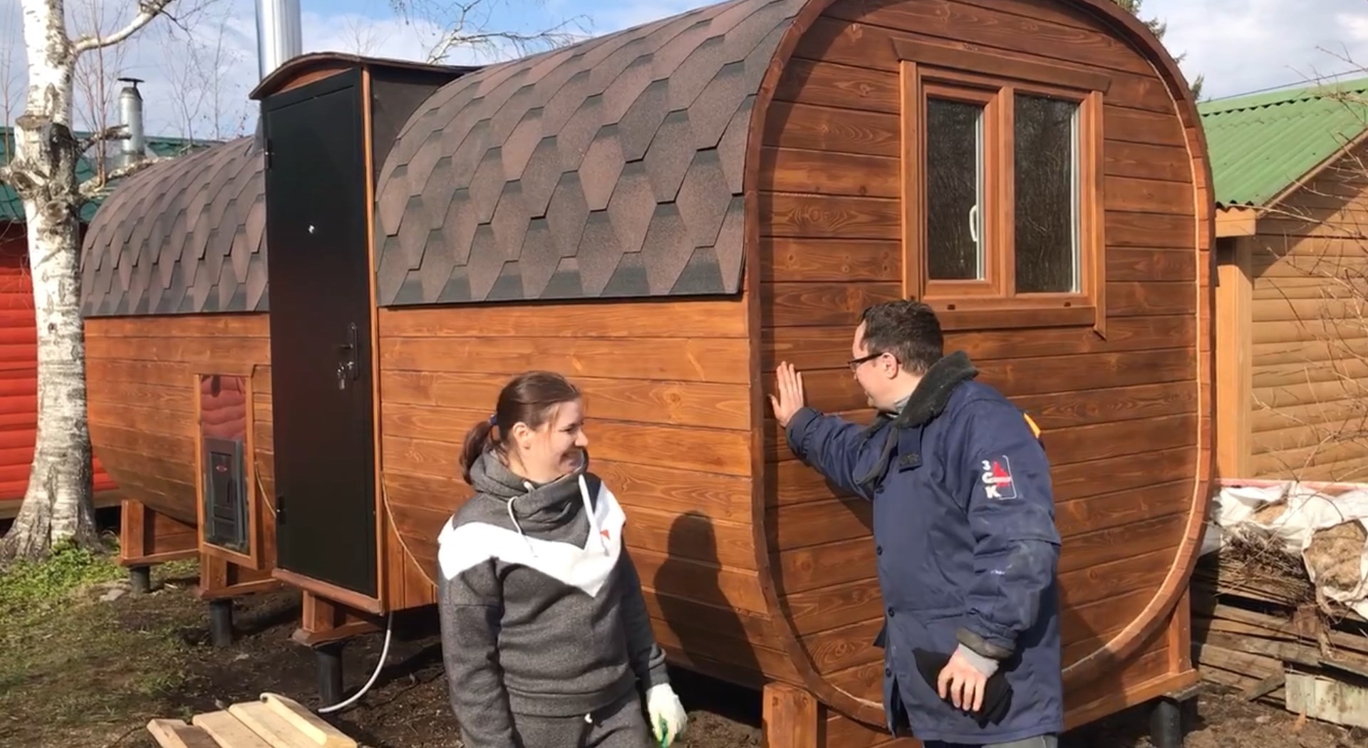 Отзыв владельца: Квадро баня бочка 6 метров с боковым входом