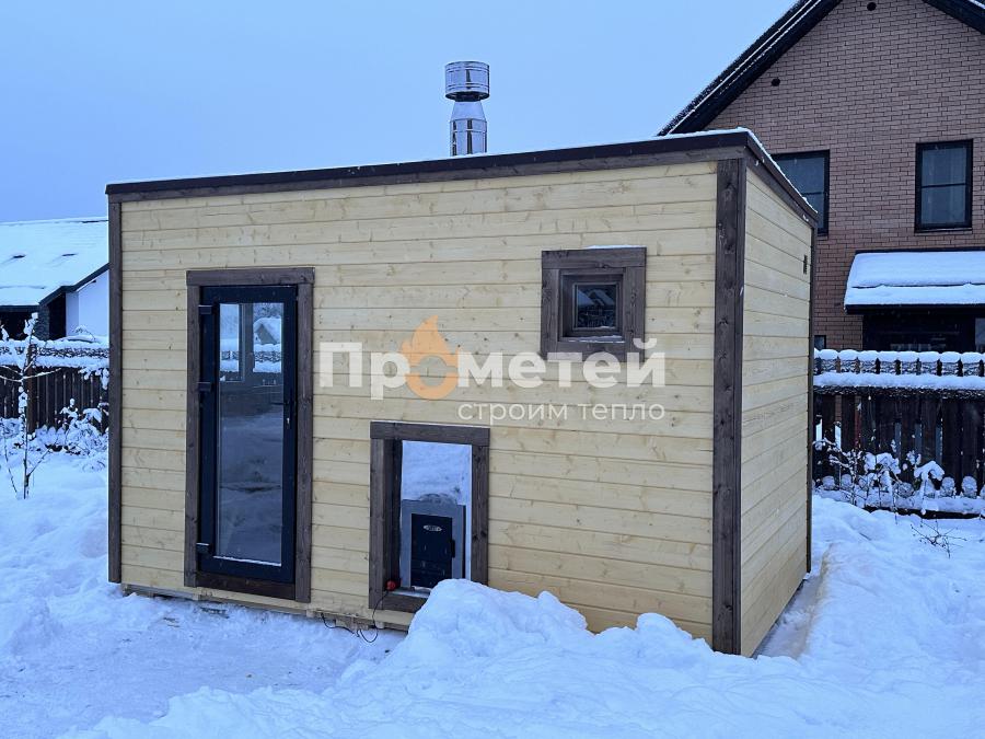 Реализованный проект Каркасная баня Дача 2.4x4 метра