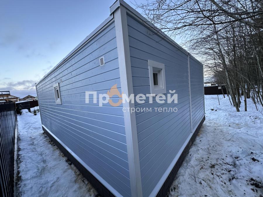 Г-образная каркасная баня 6x8 метров