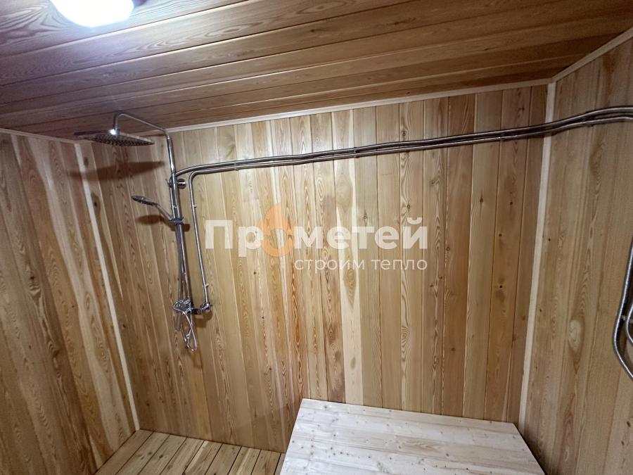 Г-образная каркасная баня 6x8 метров