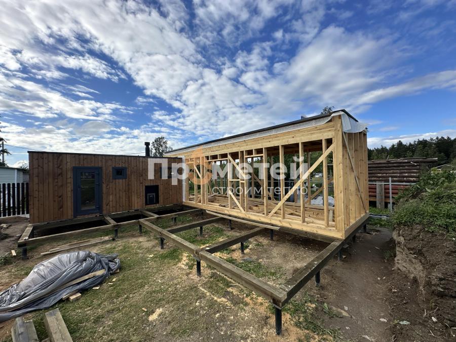 Каркасная баня Норд 2.5x6 метров + каркас модуля