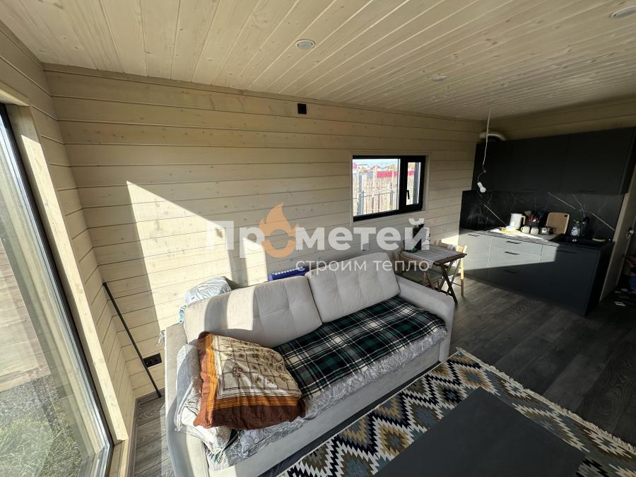 Г-образный модульный дом МД-25 с баней Норд 2.5x6 метров