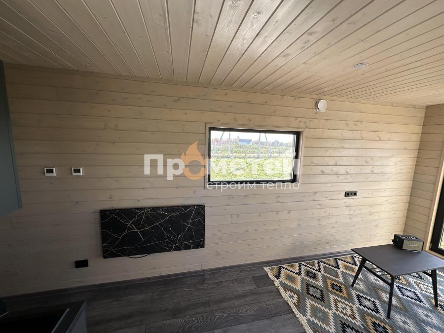 Г-образный модульный дом МД-25 с баней Норд 2.5x6 метров