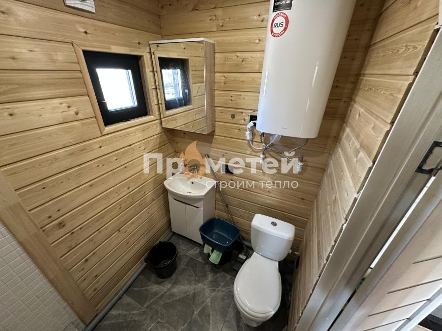 Г-образный модульный дом МД-25 с баней Норд 2.5x6 метров