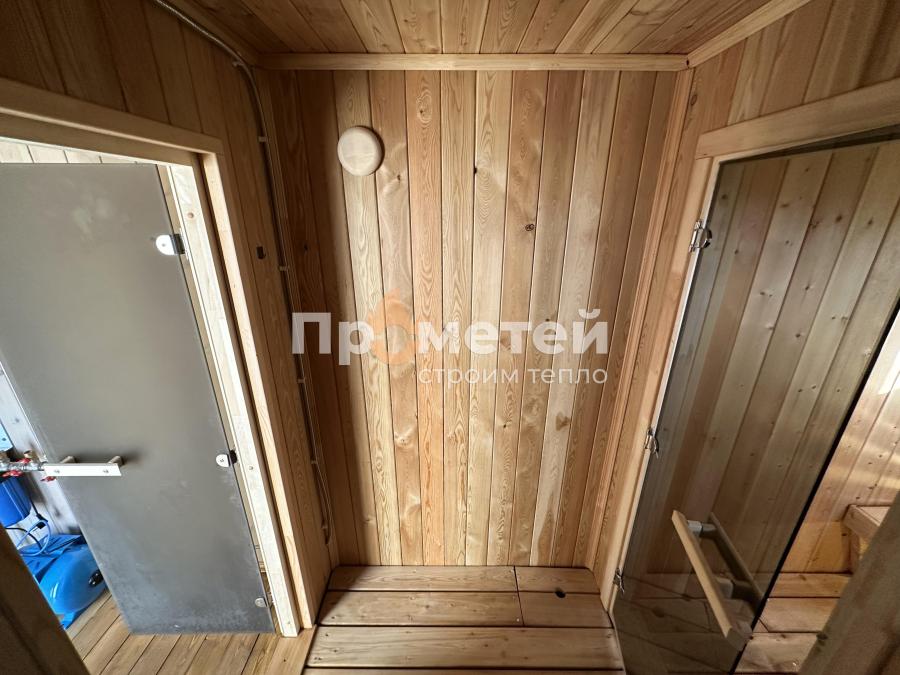 Г-образный модульный дом МД-25 с баней Норд 2.5x6 метров