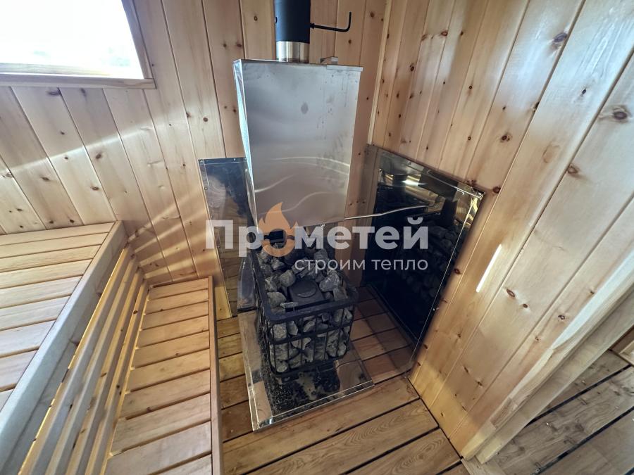 Г-образный модульный дом МД-25 с баней Норд 2.5x6 метров