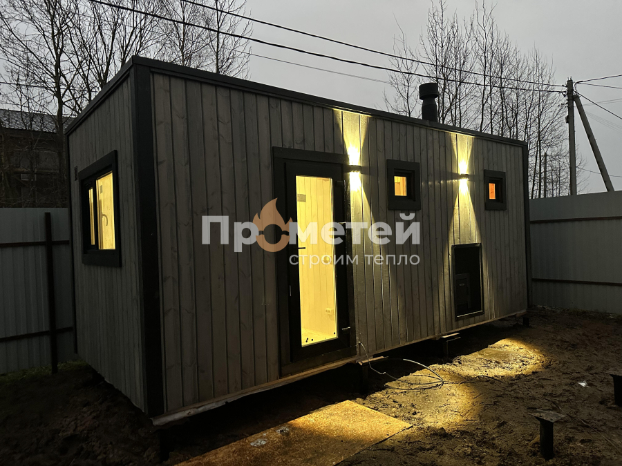 Каркасная баня Норд 2.5x7 метров