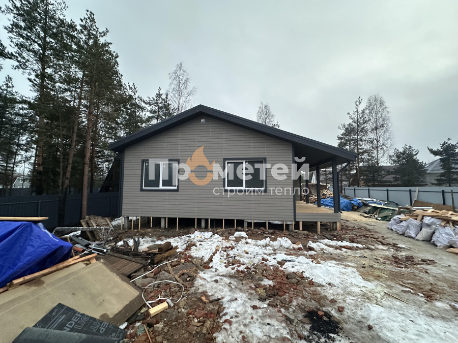 Каркасный 1-этажный дом 12x11 метров