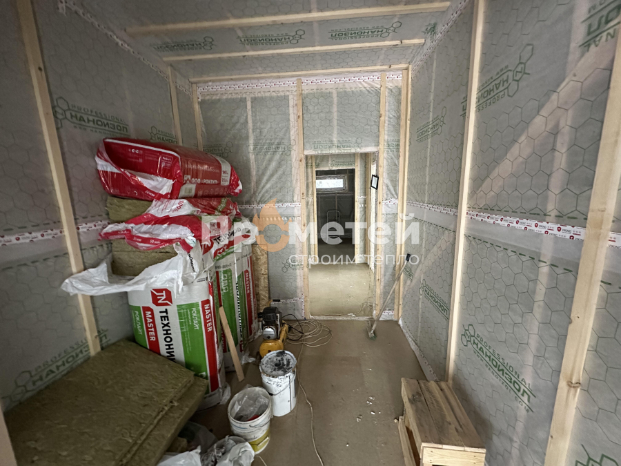 Каркасный 1-этажный дом 12x11 метров