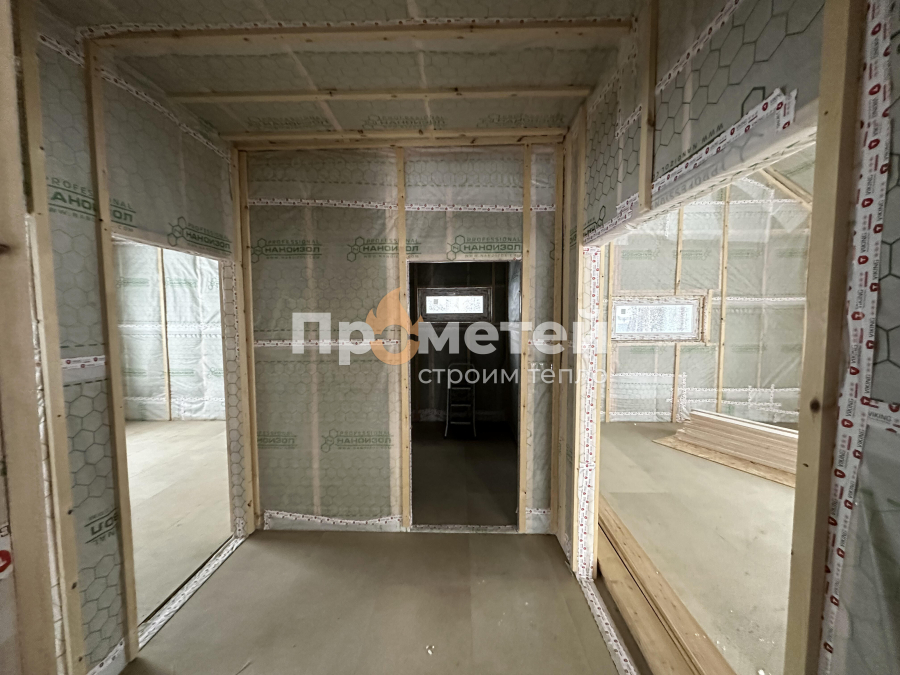 Каркасный 1-этажный дом 12x11 метров