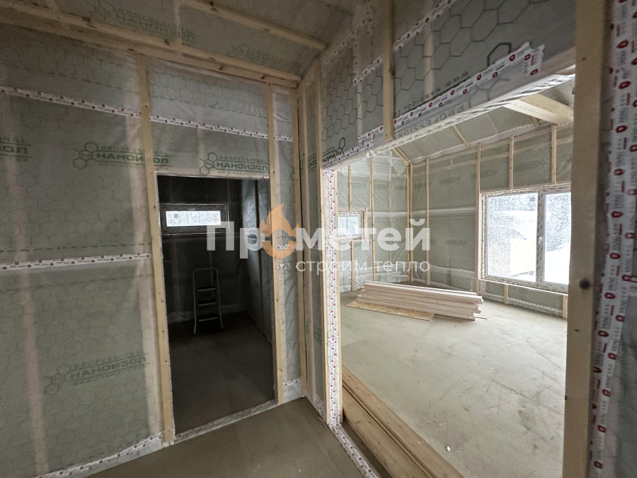Каркасный 1-этажный дом 12x11 метров