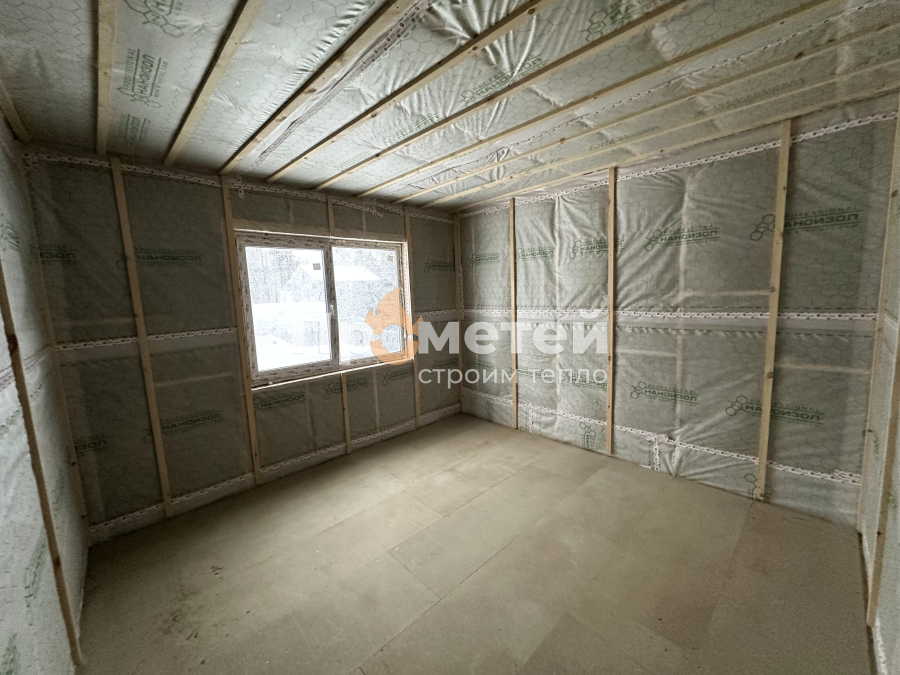 Каркасный 1-этажный дом 12x11 метров