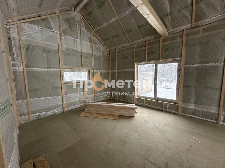 Каркасный 1-этажный дом 12x11 метров