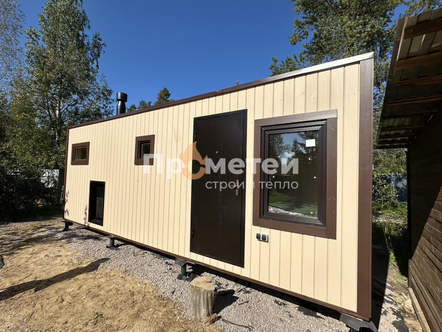Каркасная баня 2.5x7 метров