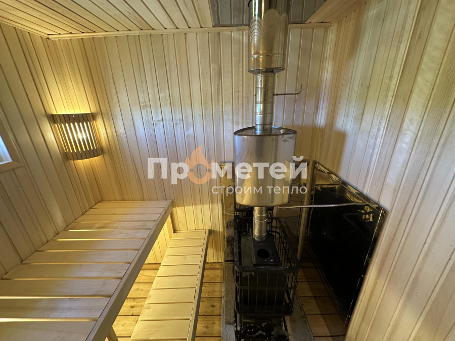 Модульный дом МД-39 с баней Норд 2.5x6 метров с террасой