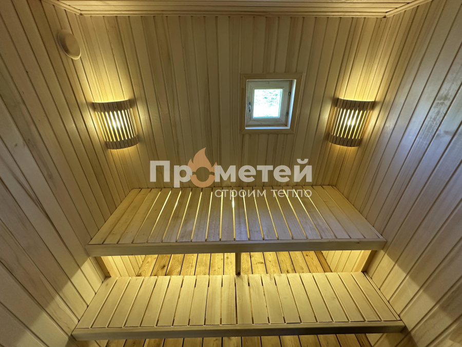 Модульный дом МД-39 с баней Норд 2.5x6 метров с террасой